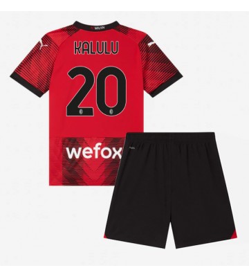 AC Milan Pierre Kalulu #20 Hemmakläder Barn 2023-24 Kortärmad (+ Korta byxor)